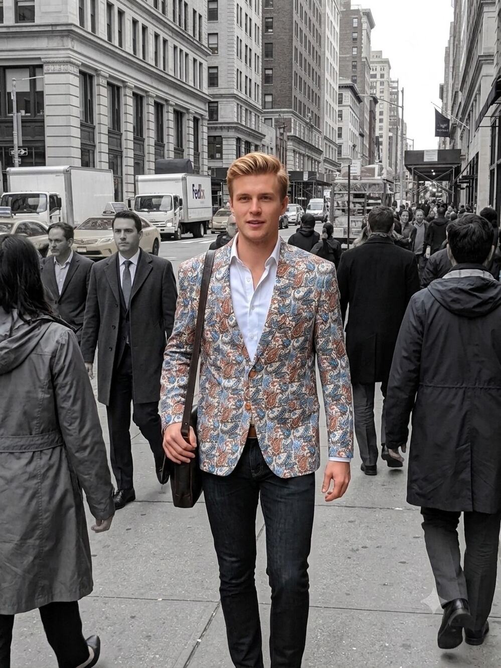 Linea Uomo Men's Sport Coat Blazer 42R Cotton Paisley Multicolor 2 Btn
